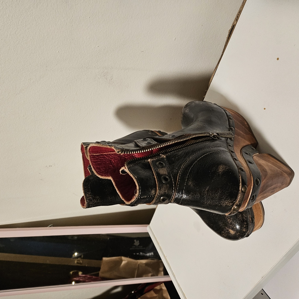 Betts Black and Red Ankle Boots - Picture 2 of 2